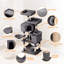 58" H Cat Tree, Kitten Tower Condo Cat House with Sisal Scratching Post, Hammock and Cat Self Groomer-422679746