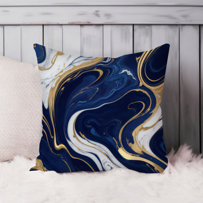 Abstract Blue & Gold Symphony IX Pillow Cover