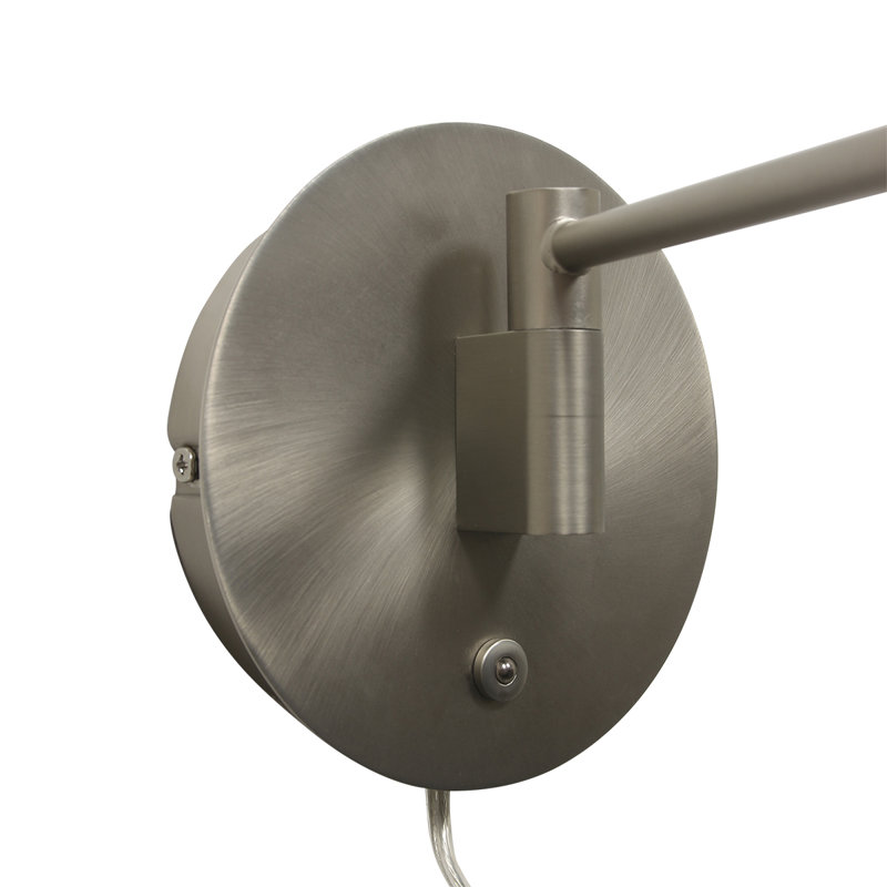 Tasoula Iron LED Swing Arm Sconce, Steel/White