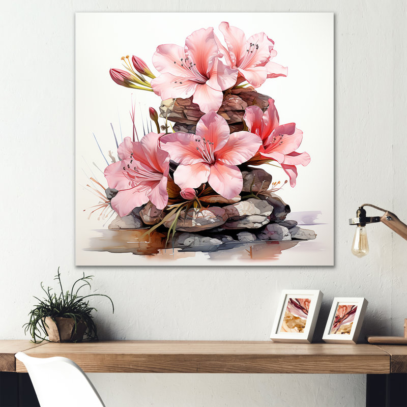 «Pink Zen Blossoms», art mural en métal, H 16 po x l 16 po x P 1 po