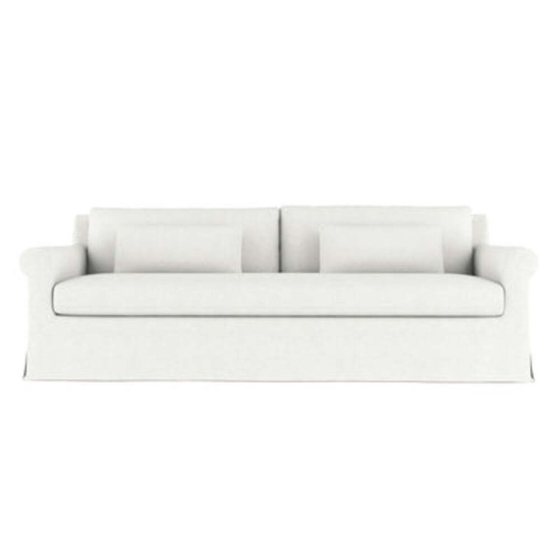 Canapé à accoudoirs arrondis Ludlow, H 34 po x l 84 po x P 42 po, Patiné, Velours moelleux blanc