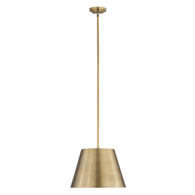 Luminaire suspendu à 1 lumière Wolleik, Laiton frotté, H 94,5 po x l 18 po x P 18 po
