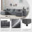 136" Chenille Modular Sectional Sofa with Deep and Wide Seat-1654142800