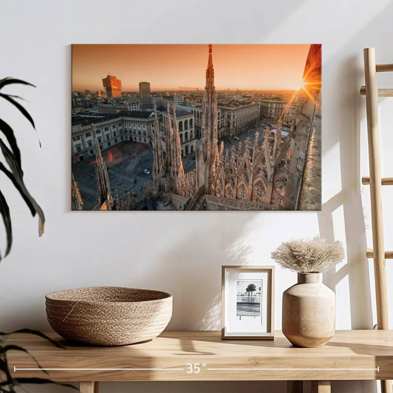 Coucher de soleil sur la place Milan, H 16 po x l 24 po