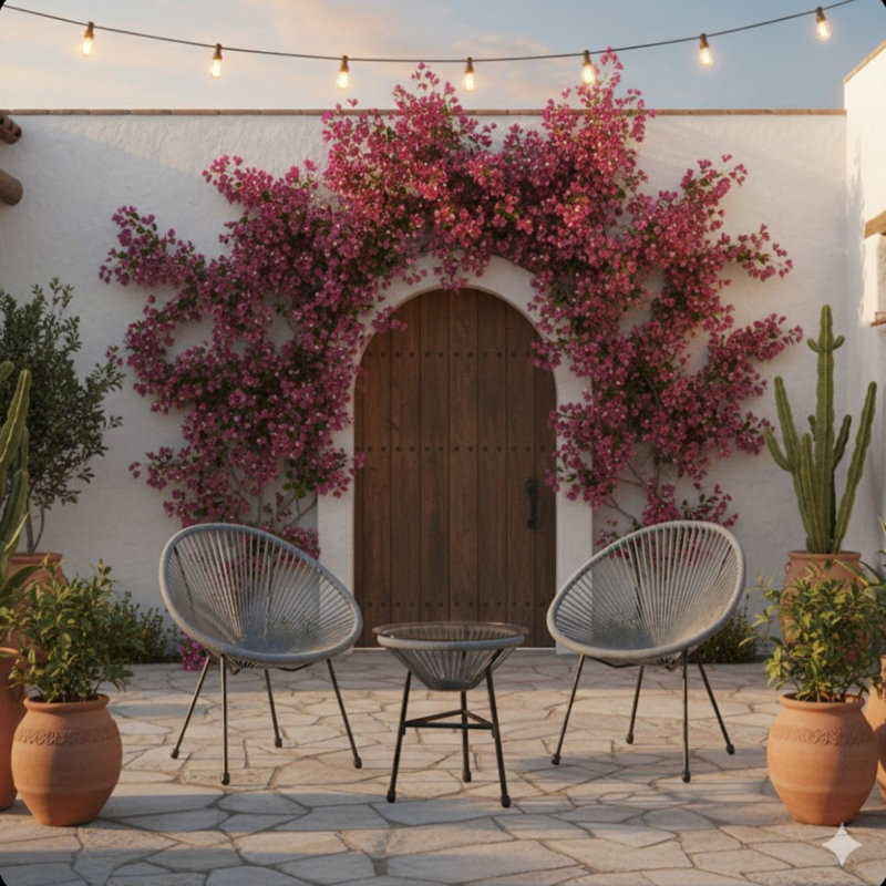 3-Piece Acapulco Wicker Patio Bistro Set With 2 Gray Chairs & Glass Table, Gray