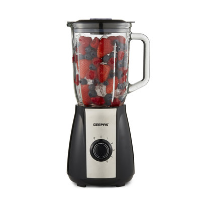 GEEPAS Electric Blender Smoothie Maker, 700W | Glass Jug Blender with Ice Crusher Stainless Steel Blades | 2 Speed Control with Pulse Function| 1.5L Glass Jar | Smoothie Milkshake Maker