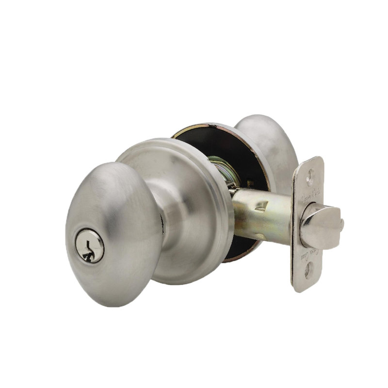 Poignée de porte à clé, Acier inoxydable satiné