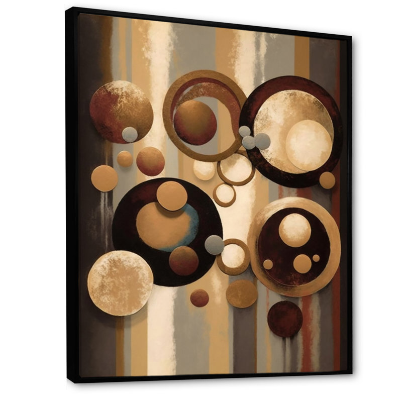 «Aged Barrel Universes VI», art mural abstrait sur toile, L 30 po x H 40 po, Cadre flottant noir