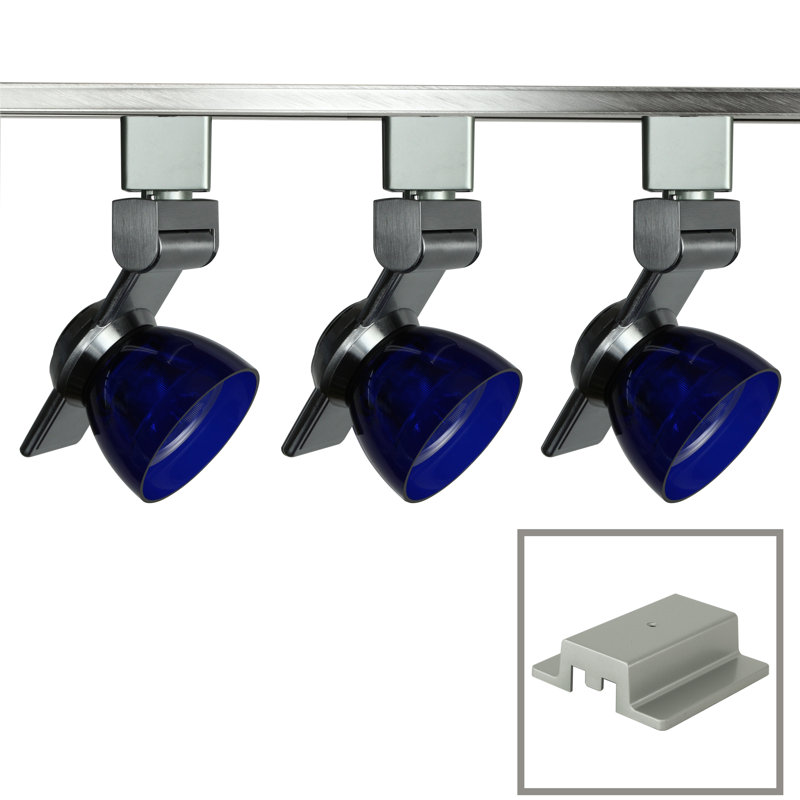 44'' 3 -Light Track Track Kit with Dimmable and Adjustable Head, Clear Blue