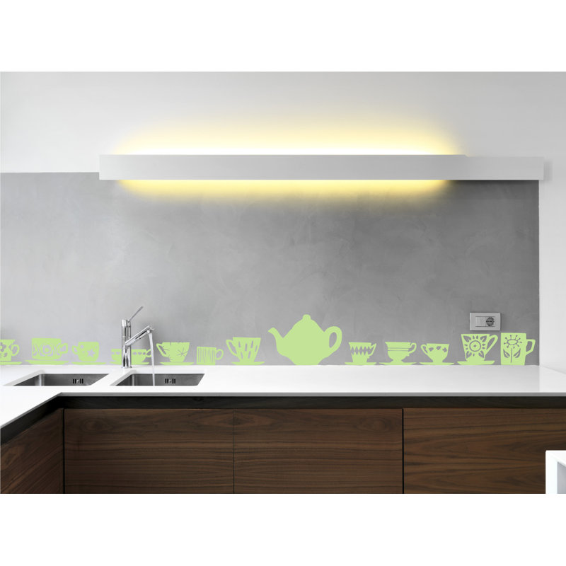 Décalcomanie murale tasses de thé, H 23 po x l 24 po x P 0,01 po, Tarte à la lime