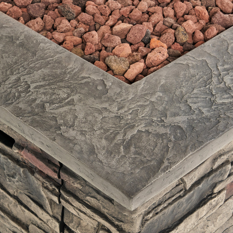 40,000 Fire Pit, 32'' Square , Concrete Grey Top, Built-In Tank Space , Lightweight Concrete, Top Look