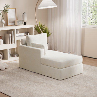 59.8" Length Slipcovered Upholstered Chaise Lounge