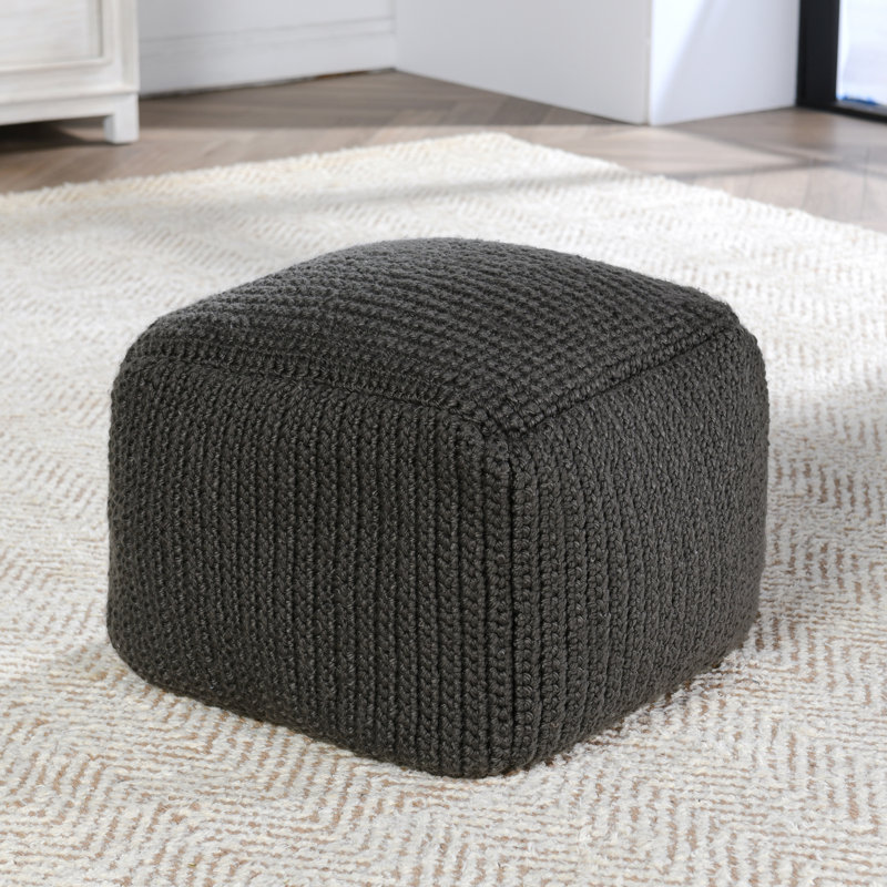 Prism 18" Wide Handwoven Square Pouf, Natural