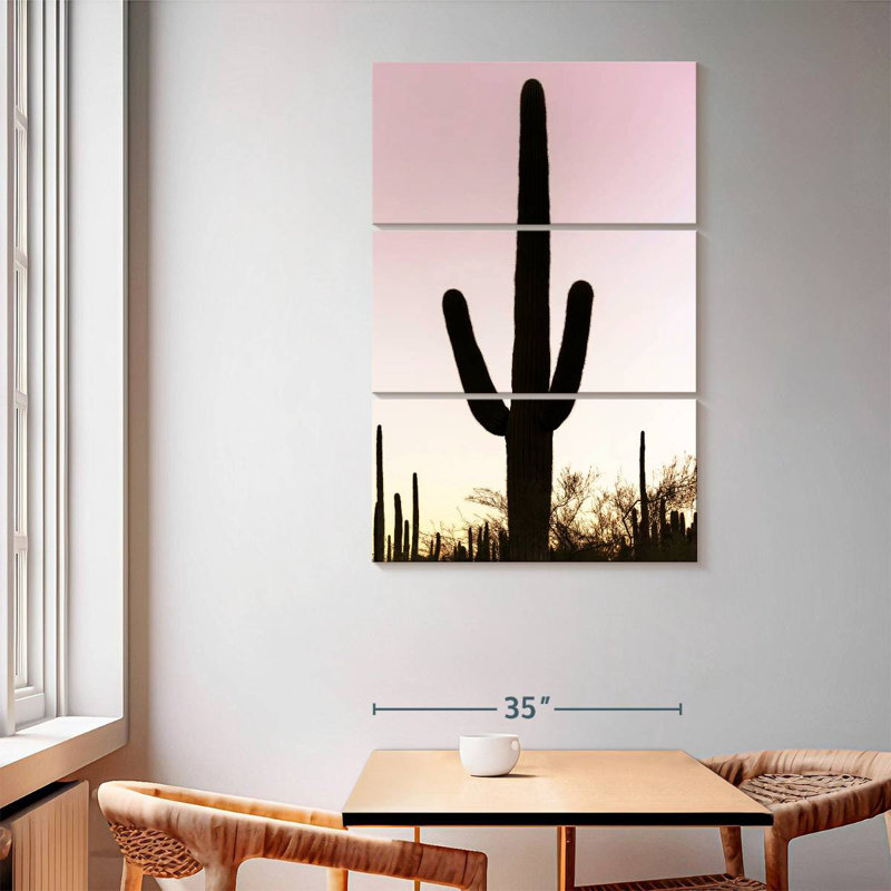Harnek cactus rose coucher de soleil, H 65 po x l 42 po