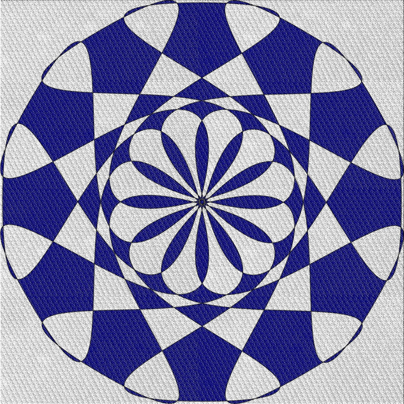 Tapis bleu/crème à tisser électrique, Carré 3 pi