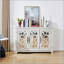 Armoire de rangement autoportante autoportante avec portes sculptées en miroir en acrylique, tablette réglable et comptoir spacieux pour une utilisation polyvalente à la maison-1483526226