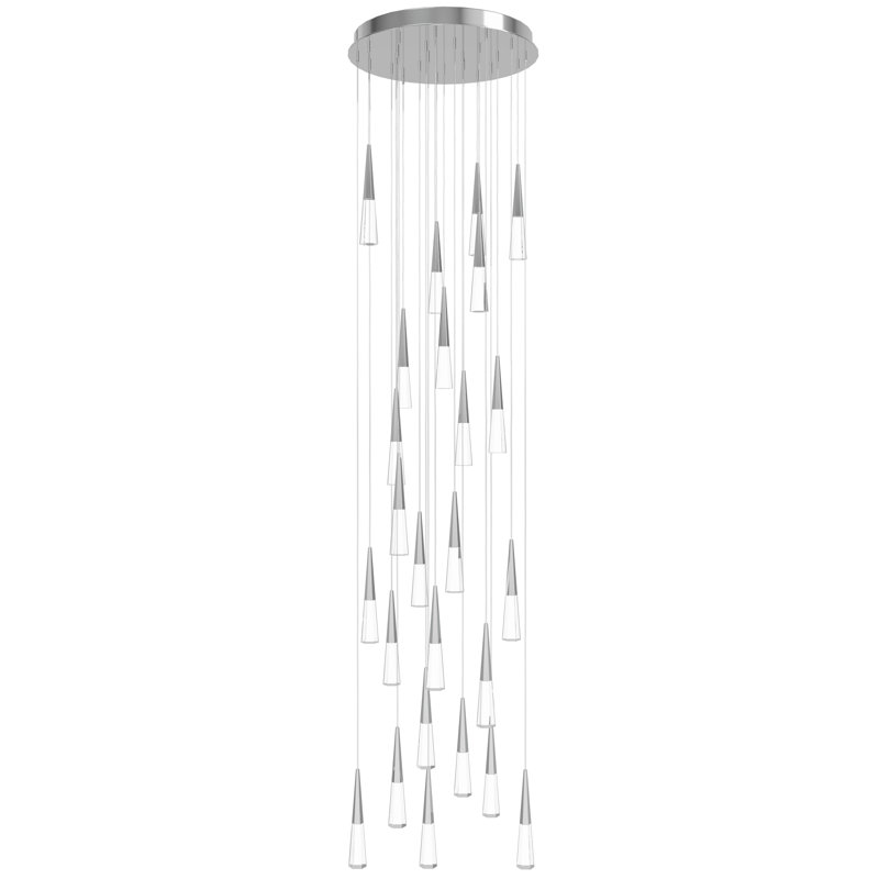 Lustre à niveaux unique / remarquable à 25 lumières Avalon, Chrome poli