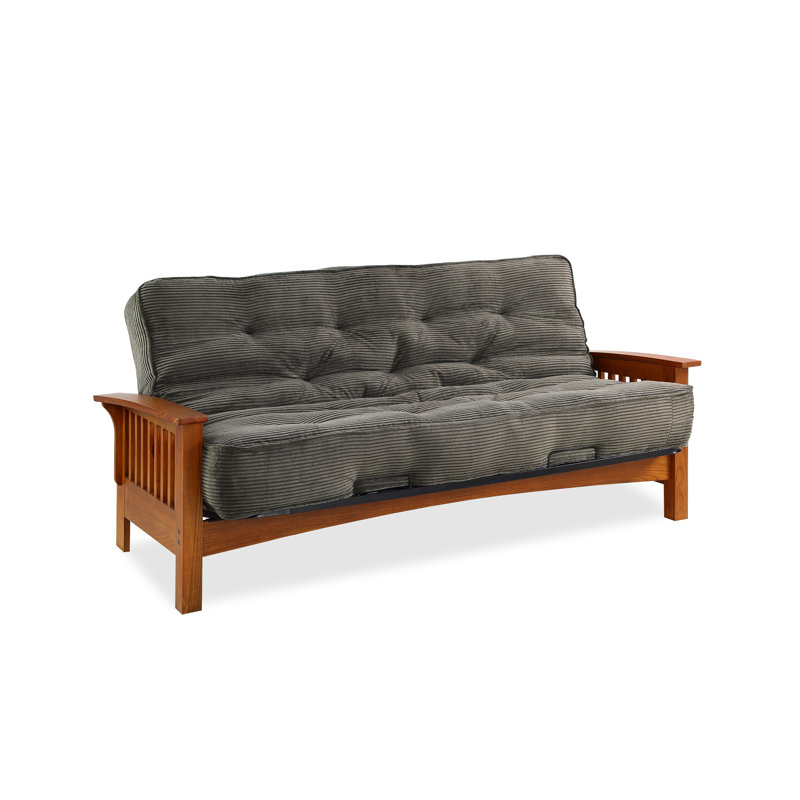 Futon et matelas Mccaleb, Velours côtelé couleur sauge