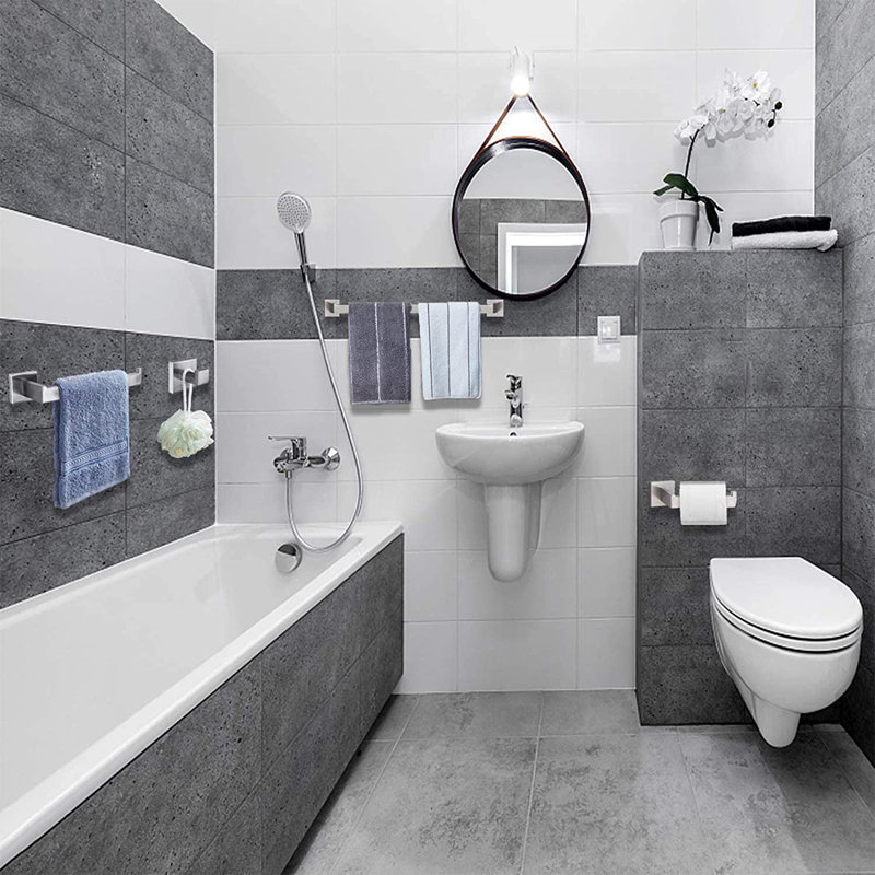 Ensemble de quincaillerie de salle de bain 5 pièces, Nickel brossé