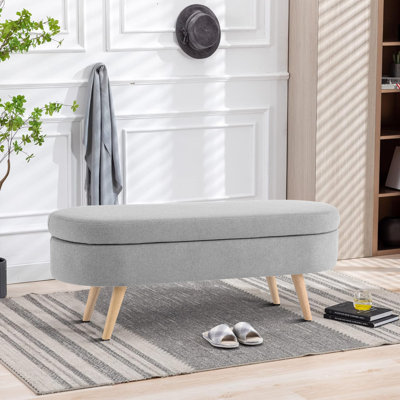 Elegant Minimalist Designed Linen Upholstered Storage Bench With Flip-Top Cabinet by George Oliver