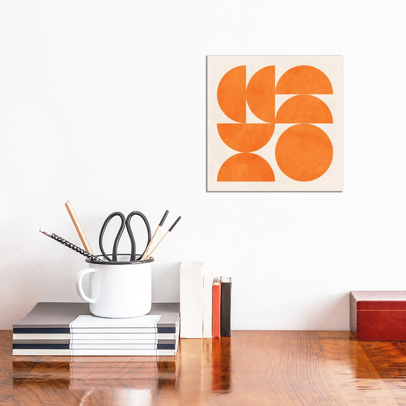 «Geometric Shapes Orange» par Ana Rut Bré - impression d'art graphique, H 12 po x l 12 po x P 1,5 po, Toile tendue, Aucun mat