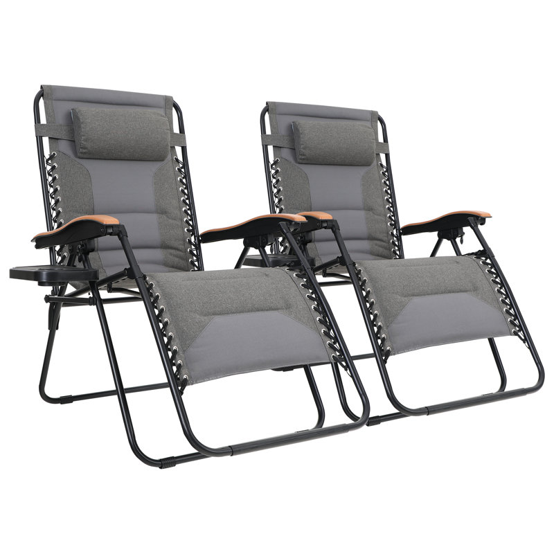 Talecia Folding Zero Gravity Chair with Cushions, Light Grey