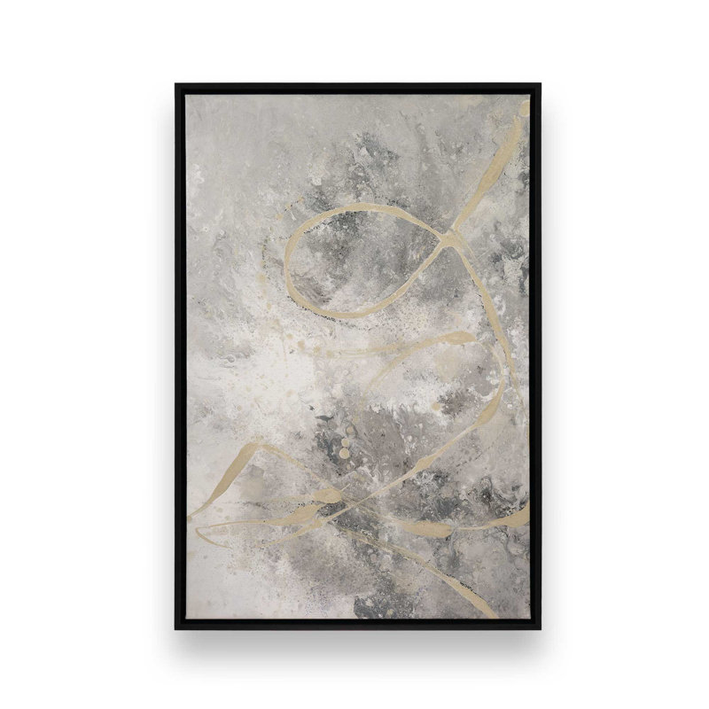 Imprimé chuchotement doré v3, Toile avec cadre flottant noir satiné, H 36,75 po x l 24,75 po x P 1,75 po