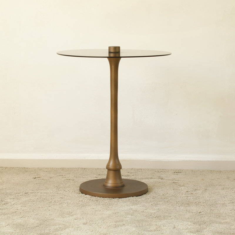 Brading Glass Top Pedestal End Table
