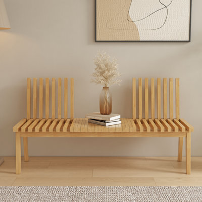 2-in-1 Wood Convertible Bench Dining Bench Entryway Outdoor Patio Bench