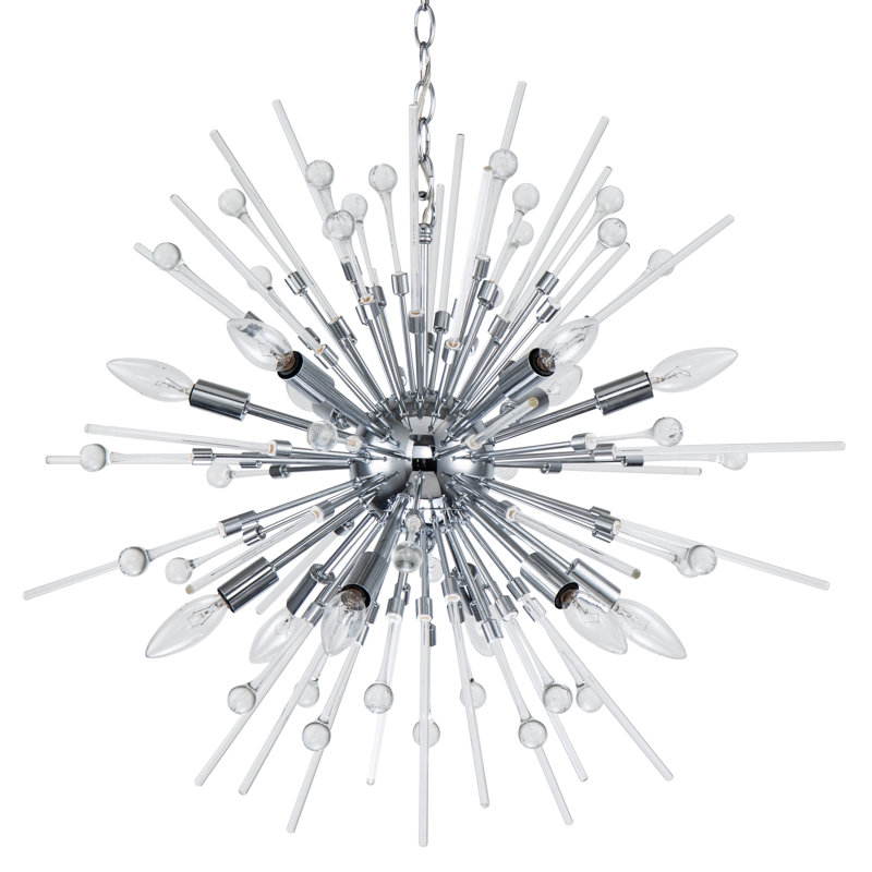 Modern 12 Light Chrome Sputnik Sphere Chandelier