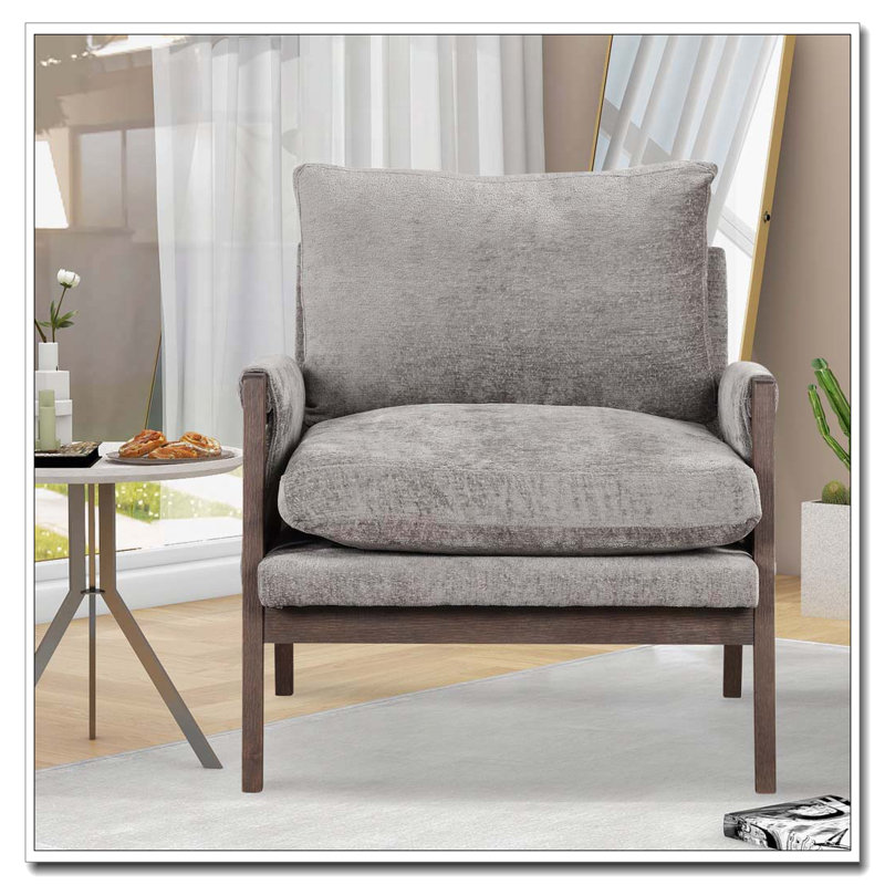 Solid Wood Frame Accent Chair, Gray