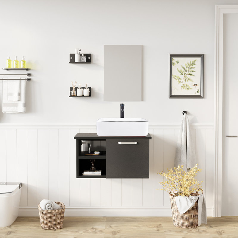 Ensemble de meuble-lavabo simple 28 po avec miroir 28 po, Blanc