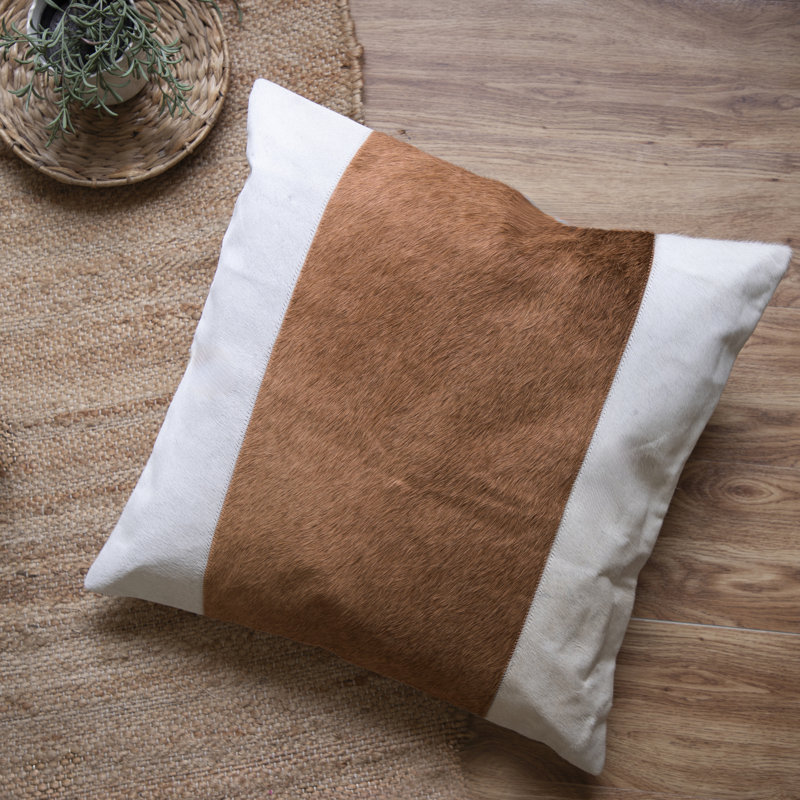 Transitional Textured Striped Faux Fur Throw Pillow Cover, Polyester