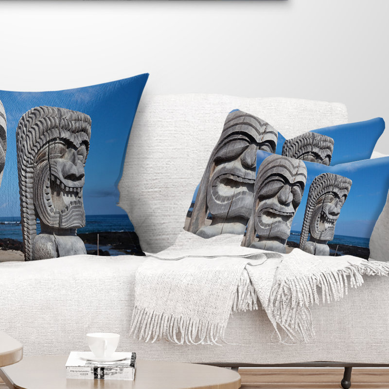 Coussin lombaire hawaïen à imprimé paysage