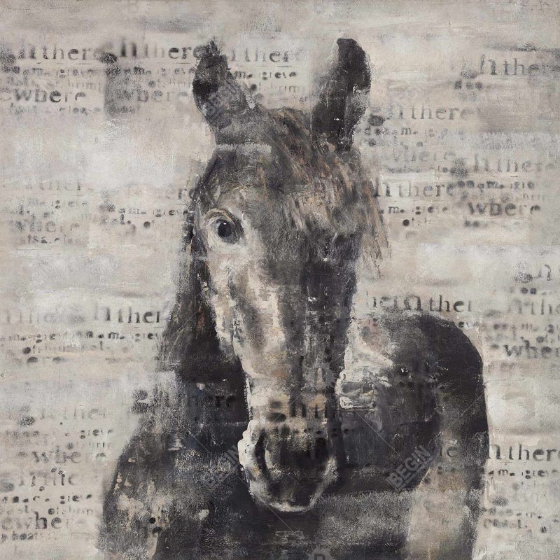 "Cheval abstrait avec typographie"