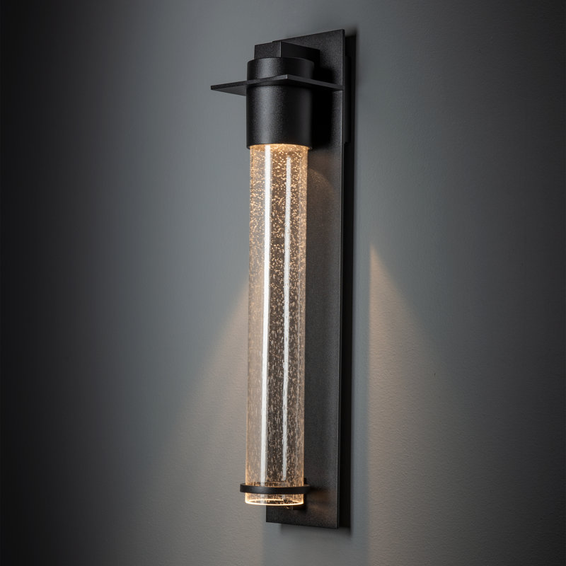 Plafonnier encastré d'extérieur Airis, Transparent avec grains, H 24,3 po x l 5 po x P 5,2 po, Noir bord de mer