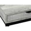 Table à collation moderne avec stratifié gris - base en métal noir et espace de rangement pour le décor du salon