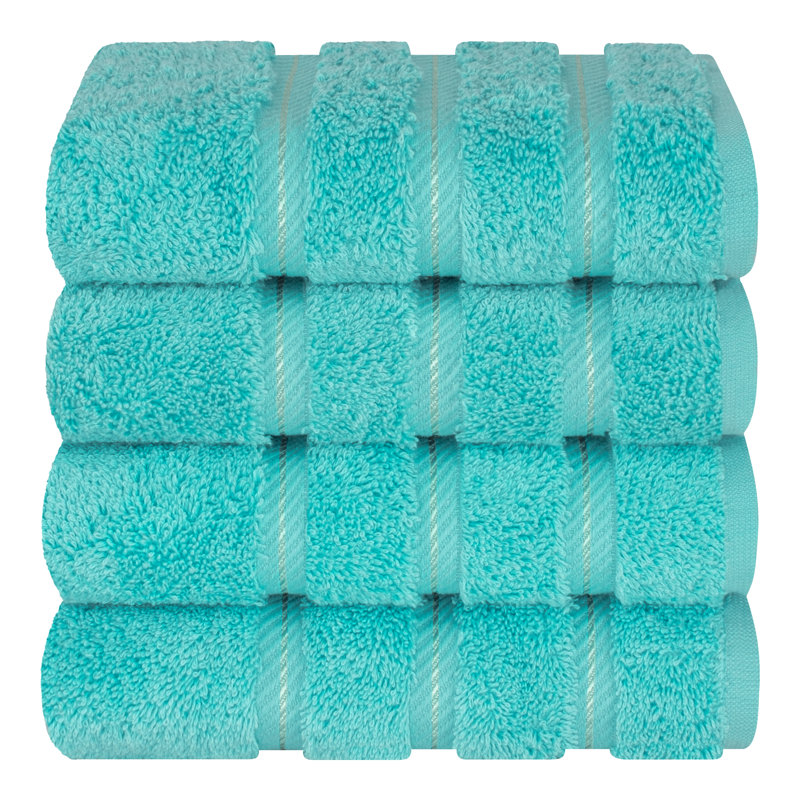 Edison Turkish Cotton Quick-Drying Hand Towels (Set of 4), Turquoise