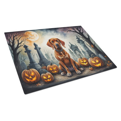 Vizsla Spooky Halloween Glass Cutting Board Large