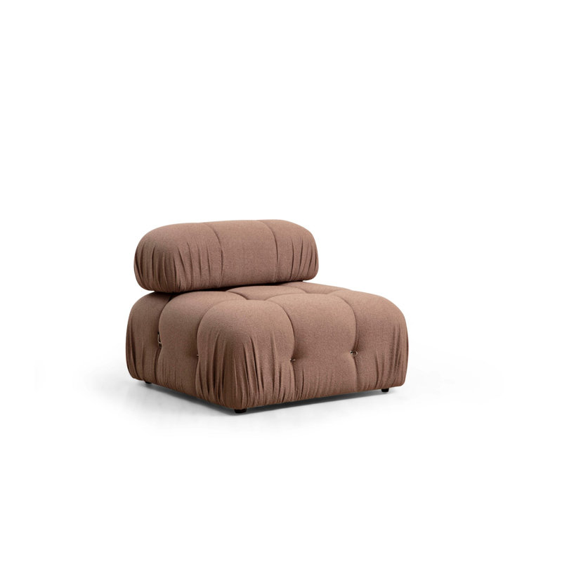 Canapé moderne 1 place, brun, 37,4 po x 37,4 po x 29,5 po | Structure en bois de hêtre et en bois aggloméré, tissu 100% polyester, mousse souple à 28 nœuds, dossier détachable, nettoyage à sec, conception modulaire personnalisable pour un style sc