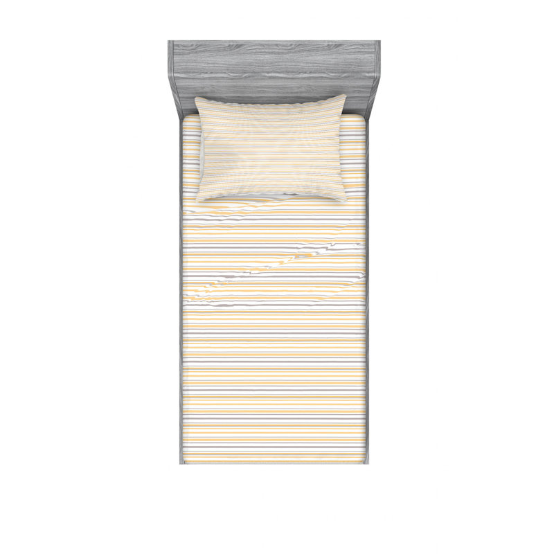 Microfiber Sheet Set, Twin XL Sheet Set with Fitted Sheet, Cream/Purple/Brown Striped