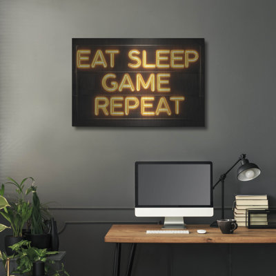  «Eat Sleep Game Répétition» par Ann Klee, art mural en métal, 36 po x 24 po