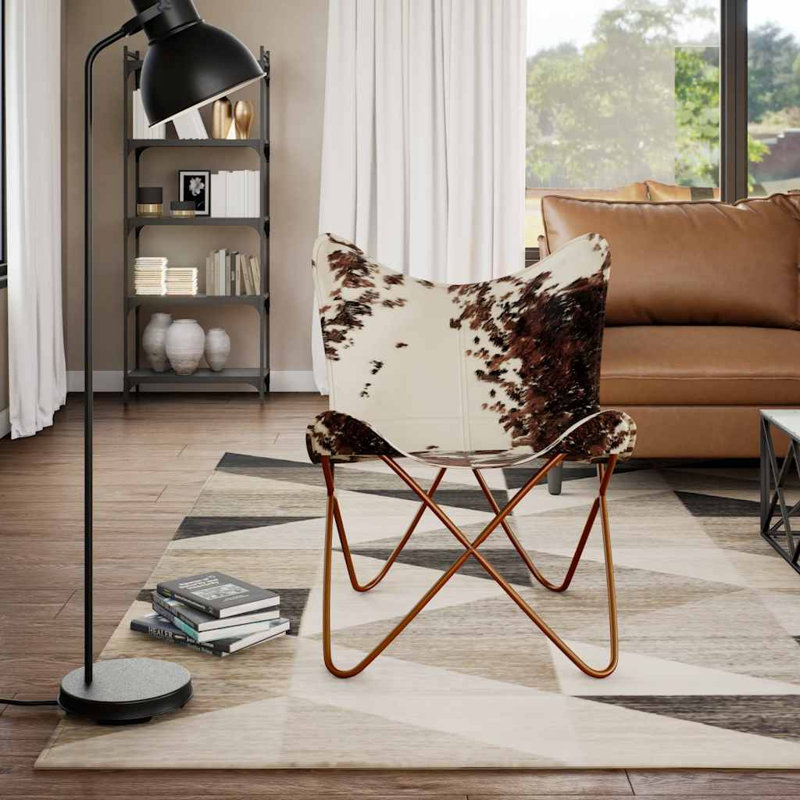 Fauteuil papillon moderne brun et blanc