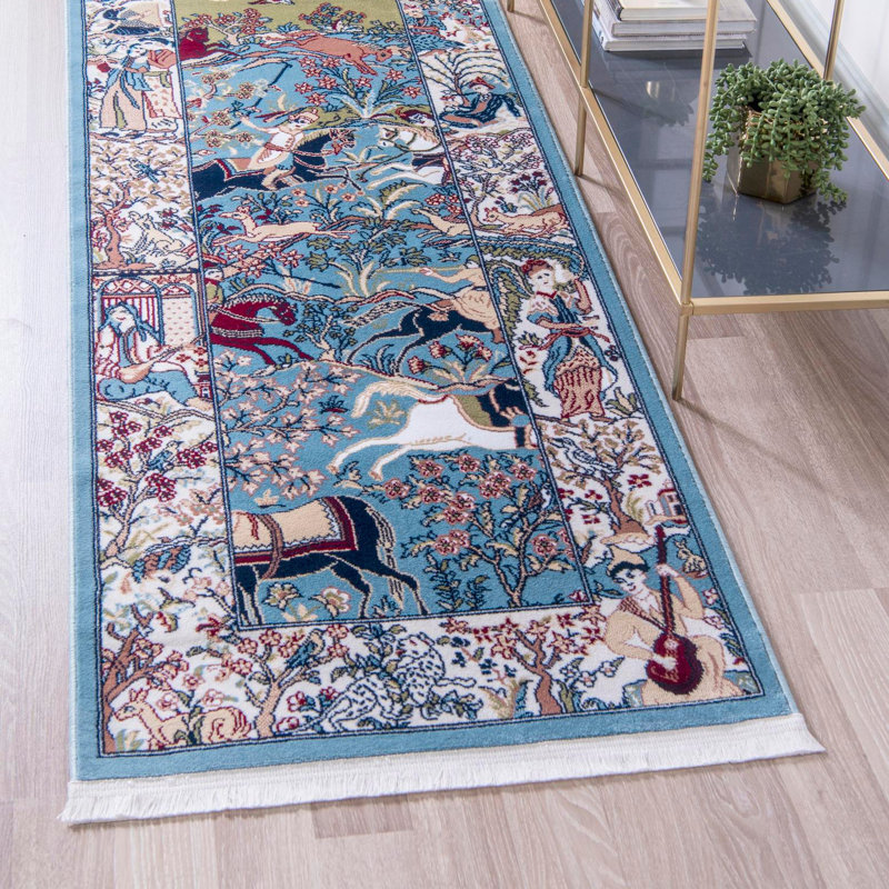 Ledger Oriental Indoor Rug, Runner 2'7" x 11', Blue