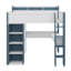 Lit mezzanine double avec tablettes, tringles à vêtements et bureau-1088104716