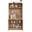 Garde-manger compact Topmax, buffet de 69 po de hauteur avec huche et poste de travail pliable, armoire de rangement multifonctionnelle avec tablette réglable et prise de courant pour la salle à manger et le salon-486500651