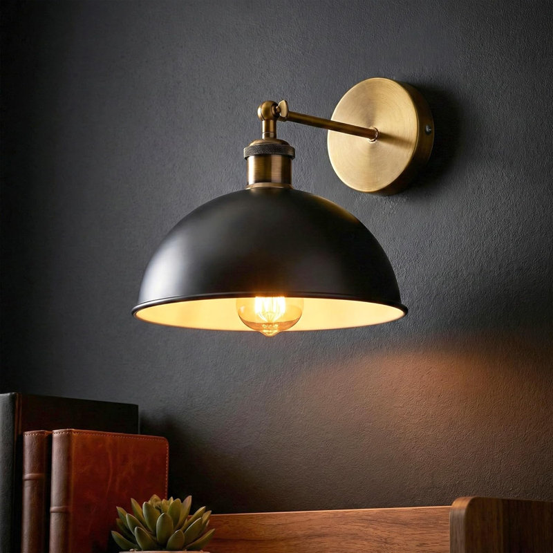 Applique murale Dome en métal, lampe murale industrielle réglable à 180 ° pour les décorations de chevet, d'étude, de cuisine et de salon.