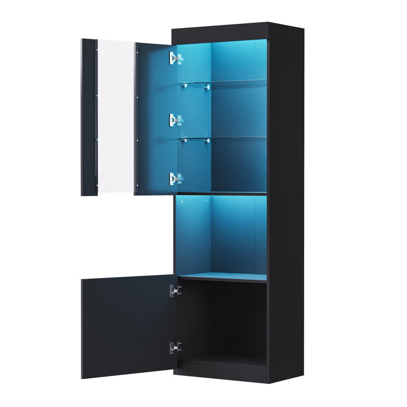 Armoire de rangement haute brillance avec lumières DEL On-Trend, Noir