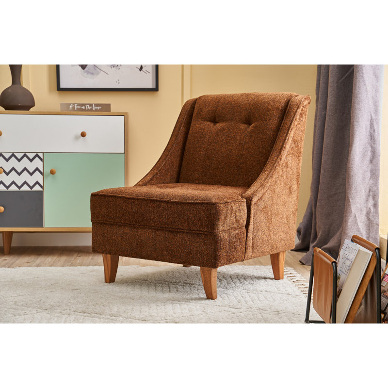 Fauteuil à oreilles, Mélange de polyester brun Nampreet