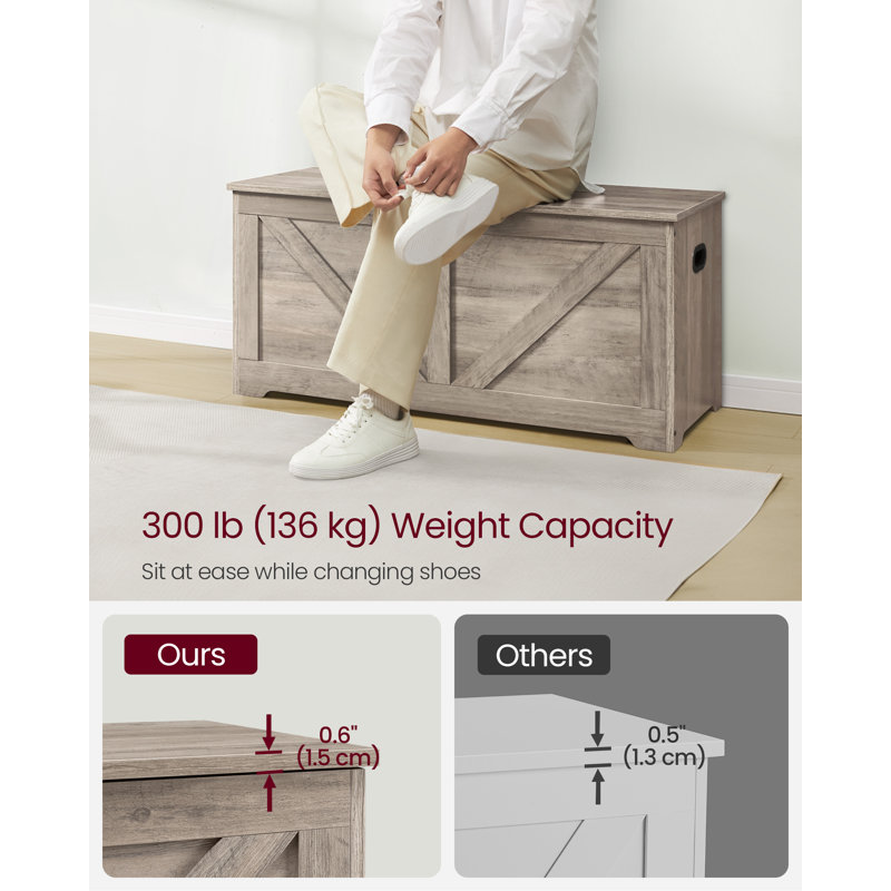 Deziree Storage Bench, 46cm H x 100cm W x 40cm D, Heather Greige